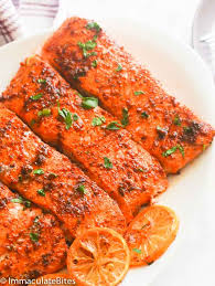 Jump To Recipe Print Recipeoven Baked Salmon Moist And Flaky Highly Seasoned Salmon Fillets With Oven Baked Salmon Grilled Salmon Recipes Salmon Recipes Oven