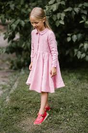 Classic Dress For Girls Long Sleeves Pink Toddler Dress Kids Outfits Kids Boutique Clothing