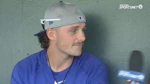 Alex Freeland chats with Kirsten Watson before tonight's matchup vs. the  Rockies. #LetsGoDodgers