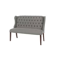 The bench backrest is paneled, with wingback sides. Baxton Studio Owstynn Gray Bench 28862 4156 Hd The Home Depot