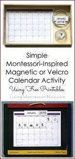 Simple Magnetic Or Velcro Calendar Activity Using Free Printables Montessori Monday Calendar Activities Montessori Lessons Montessori Activities