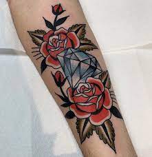 Roses And Diamond Tattoo Rose And Diamond Tattoo Rose Tattoos For Men Sleeve Tattoos