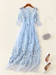 Light Blue Flower Appliqued Two In One Maxi Dress Light Blue Summer Dress Flower Maxi Dress Dresses