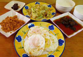 台式早餐 稀飯 荷包蛋 肉鬆 脆瓜 高麗菜 豆腐乳 cooked breakfast cooking food