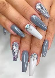 Long Nail Art Designs White And Silver Nails Nail Designs Gorgeous Nails