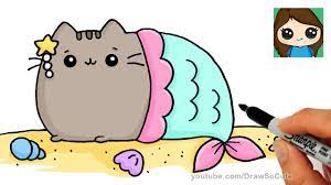 I rushed this one a bit too much. How To Draw A Mermaid Pusheen Easy Youtube
