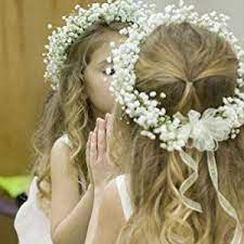 Gypsophila Wreath Flower Girl Hairstyles Flower Crown Hairstyle Flower Girl Crown