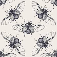 Black And White Insect With Wings Beetles With Wings Vintage Seamless Pattern Beetles Seamless Pattern Vintage H Aff Seamless Pattern Vinta Insect Tattoo Beetle Drawing Beetle Tattoo