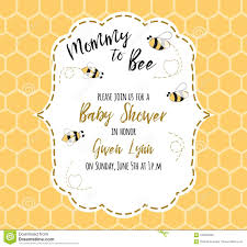 Baby Shower Invitation Template With Text Mommy To Bee Honey Cute Card Design For Girls Boys Stock Illustration Illustration Of Girl Happy 109532293