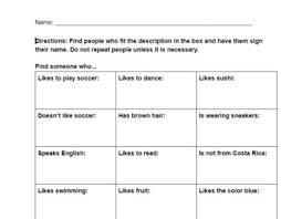 I've designed this worksheet for a class activity which will enable teenage students to work out whether their classmates are adventurous.or not. Find Someone Who Worksheet By Savannah Bynum Teachers Pay Teachers