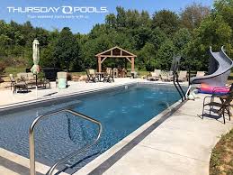 Aspen Fiberglass Pool By Thursday Pools Graphite Color Fiberglass Pools Pool Houses Pool