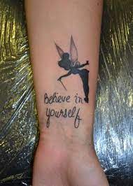 This green dressed fairy represents something fun and mystical for every girl. 13 Tinkerbell Tattoos With Quotes