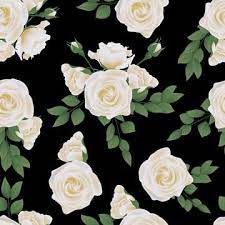 Black Seamless Pattern With Beautiful White Rose Flower Bouquet Illustration Background Spring Png And Vector With Transparent Background For Free Download White Rose Flower Flower Bouquet Png Transparent Flowers