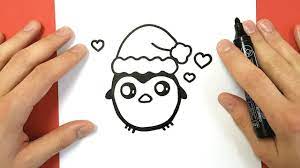 How To Draw A Christmas Penguin Cute And Easy Youtube Easy Christmas Drawings Xmas Drawing Penguin Drawing Easy