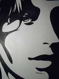 Abstract Black White Minimal Face Large Oil Painting Canvas Pop Art Contemporary Abstract Portrait Painting Pop Art Face Pop Art