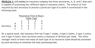 We did not find results for: Problem 3 13 Marks An Insurance Company Has Three Chegg Com