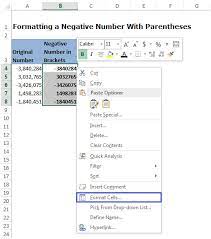 Formatting A Negative Number With Parentheses In Microsoft Excel