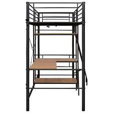 Das bettgestell besteht dabei meist aus holz oder metall. Etagenbett Mit Tischrahmen Grau Metall 90x200 Cm Shoppingxl