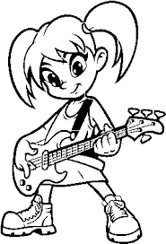 Guitar coloring page from music & musical instruments category. Download Girl With Electric Guitar Coloring Page Kids Colouring Pages Guitar Electric Full Size Png Image Pngkit