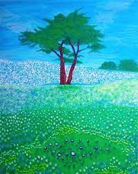 Flower Field Trees Asian Art And Crafts