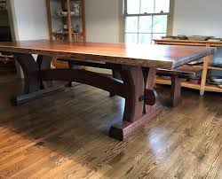 Walnut Live Edge Trestle Table And Bench Etsy Slab Dining Tables Trestle Table Diy Dining Room Table