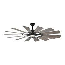 Integrated led indoor/outdoor matte black ceiling fan with dark walnut blades with remote 61 Inch 70 Inch Ceiling Fans Joss Main