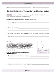 Gizmos moles answer sheet : Temperature And Particle Motion Gizmo Answer Key Fill Online Printable Fillable Blank Pdffiller