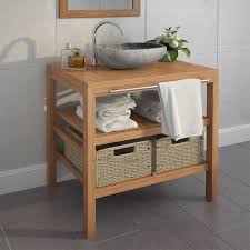 Bellissimo il modello con due lavabi e comodissimo il mobile sospeso 160. Vidaxl Mobile Bagno In Massello Di Teak Con Lavabo In Pietra Di Fiume Bagno Epto