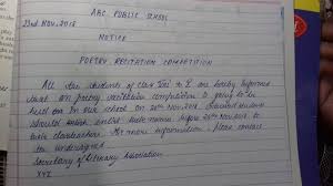 Poem recitation for class 2 refines children writing abilities too. You R The Secretary Of The Literary Association Of Your School Write A Notice For The School Notice Brainly In