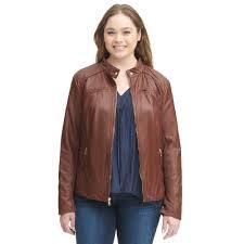 Plus Size Black Rivet Snap Tab Collar Faux Leather Jacket W Knit Panels Plus Size Outerwear Clea Wilsons Leather Plus Size Outerwear Leather Jackets Women