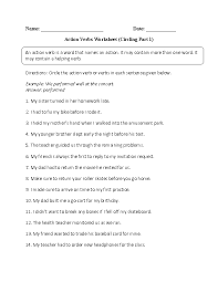 Circling Action Verbs Worksheet Part 1 Action Verbs Worksheet Helping Verbs Worksheet Verb Worksheets