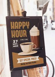 Free Happy Hour Cafe Poster Mockup Poster Mockup Cafe Posters Free Logo Mockup