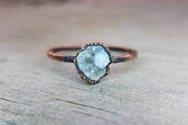 Geode Engagement Ring Copper Electroformed Raw Stone Etsy Copper Engagement Rings Geode Ring Alternative Engagement Rings