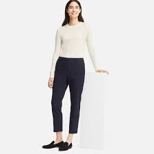 Women Ezy Striped Flannel Ankle Length Trousers Uniqlo Uk Trousers Women Uniqlo Trousers Uniqlo Women