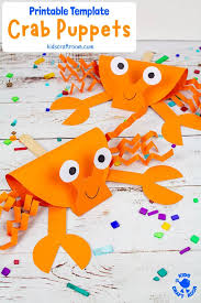 Crab Puppet Craft In 2020 Crab Crafts Kids Craft Room Puppet Crafts