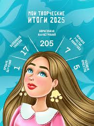 Такие вот творческие итоги 2025 года🎄 💎33 иллюстраций 💎12 заказов 💎6  движух Немного, но и не мало. Удивительно, но эти цифры меня даже  порадовали. До подсчетов, я субъективно ощущала, что «успехов» у