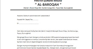 Proposal permohonan hewan qurban idul adha 1436 h masjid at ta'awun a. Contoh Surat Permohonan Hewan Qurban Contoh Surat