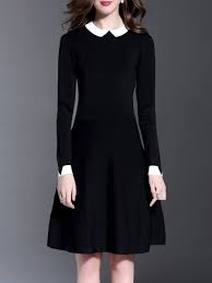 Shop Midi Dresses Black Casual A Line Midi Dress Online Discover Unique Designers Fashion At Stylewe Com Robe Noire Chic Beaux Vetements Mode Femme