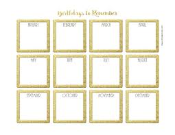 Birthday Calendar Template