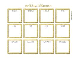 birthday calendar template