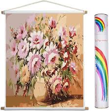 Free paint by numbers for adults. Amazon Com Paint By Numbers For Adults Flowers Rolled Canvas Crease Free With Hanging Sticks Paint By Number Kit For Kids Adults Beginner Painting Arts Crafts For Decoration Flowers 16x20 Inch