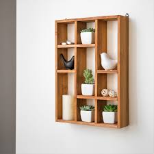 A Freestanding Or Wall Mounted Shelf Rack Made Of Sturdy Wood With A Natural Style Finish Boasts 9 Compartments Floating Shelves Shelves Wood Floating Shelves