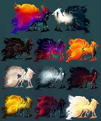 Nine Tailed Fox Litter By Mischievousraven On Deviantart Fantasy Creatures Art Mythical Creatures Art Cute Fantasy Creatures