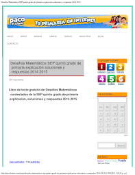 Puedes revisar las respuestas correctas! Desafios Matematicos Sep Quinto Grado De Primaria Explicacion Soluciones Y Respuestas 2015 2016 Bime By Paco El Chato Issuu