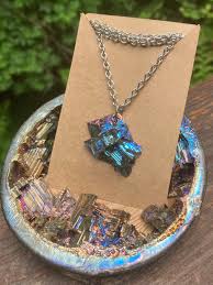 Shifting Colors, Iridescent Bismuth Crystal Necklace, Ready To Ship - Etsy  Israel