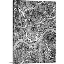 Greatbigcanvas Cincinnati Ohio City Map By Michael Tompsett Canvas Wall Art 2525822 24 18x24 Canvas Wall Art Watercolor Map Kansas City Map