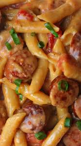 One Pan Cheesy Smoked Sausage Pasta Recipe Recipe Smoked Sausage Recipes Smoked Sausage Pasta Sausage Pasta Recipes