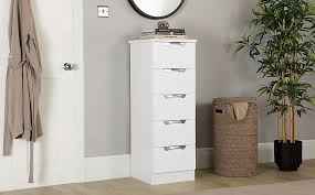 Best chest of drawers in the uk 2021. Camden White And White High Gloss Tall Narrow 5 Drawer Chest Of Drawers Furniture And Choice