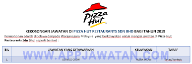 Pizza hut reserves the right to change and / or remove items from menu without prior notice. Jawatan Kosong Terkini Di Pizza Hut Restaurants Sdn Bhd Appjawatan Malaysia