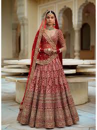 Rozy Fashion Floral Embroidery Raw Silk Bridal Lehenga Floral Embroidery Rawsilk Bridal Leheng Indian Bridal Outfits Indian Bridal Wear Bridal Lehenga Red